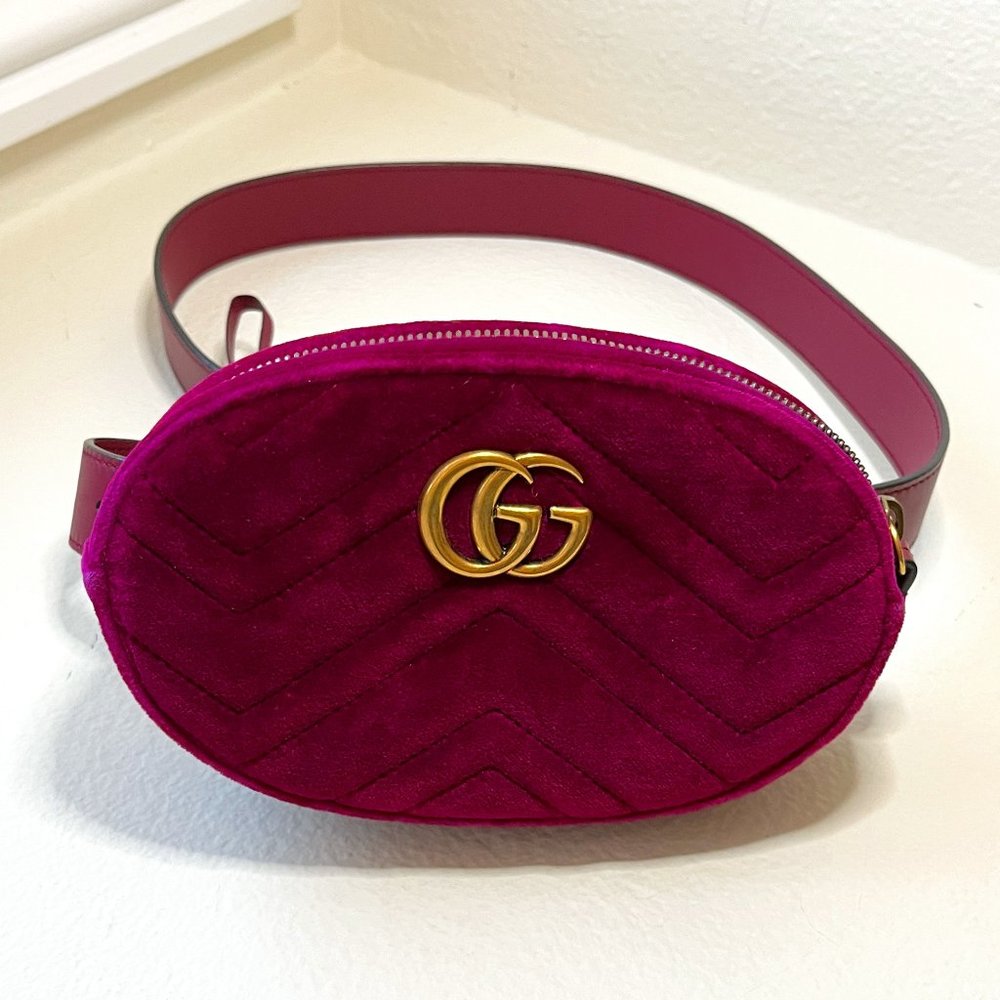GUCCI Velvet GG Marmont quilted belt bag